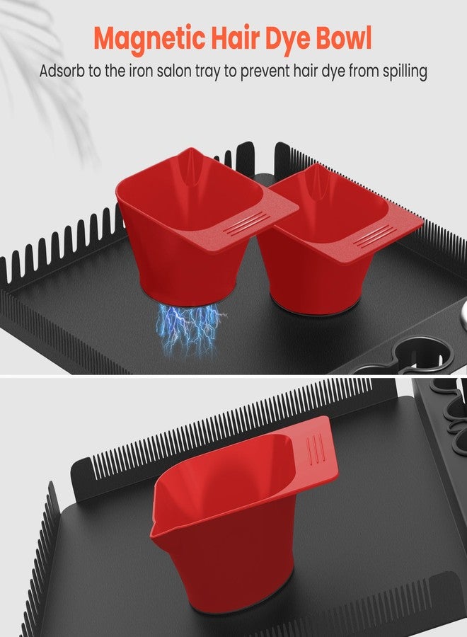 TASALON 2 Piece Magnetic Plastic Bowls Set for Hair Dye, Mixing Bowl for Hair Dye, Beauty Salon and Barber Station for Hairstylists, Red - Image 2
